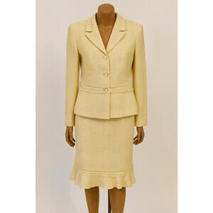 EUC Vintage Le Suit Yellow Tailored Tweed Two Piece Suit 8